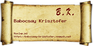 Babocsay Krisztofer névjegykártya